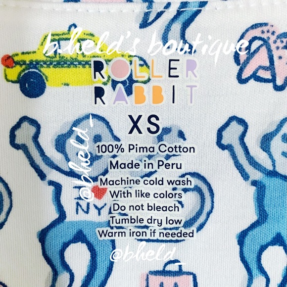 Roller Rabbit New York Monkey Polo Pajamas in Blue Monkey Size XS Brand New NWT - Picture 6 of 16